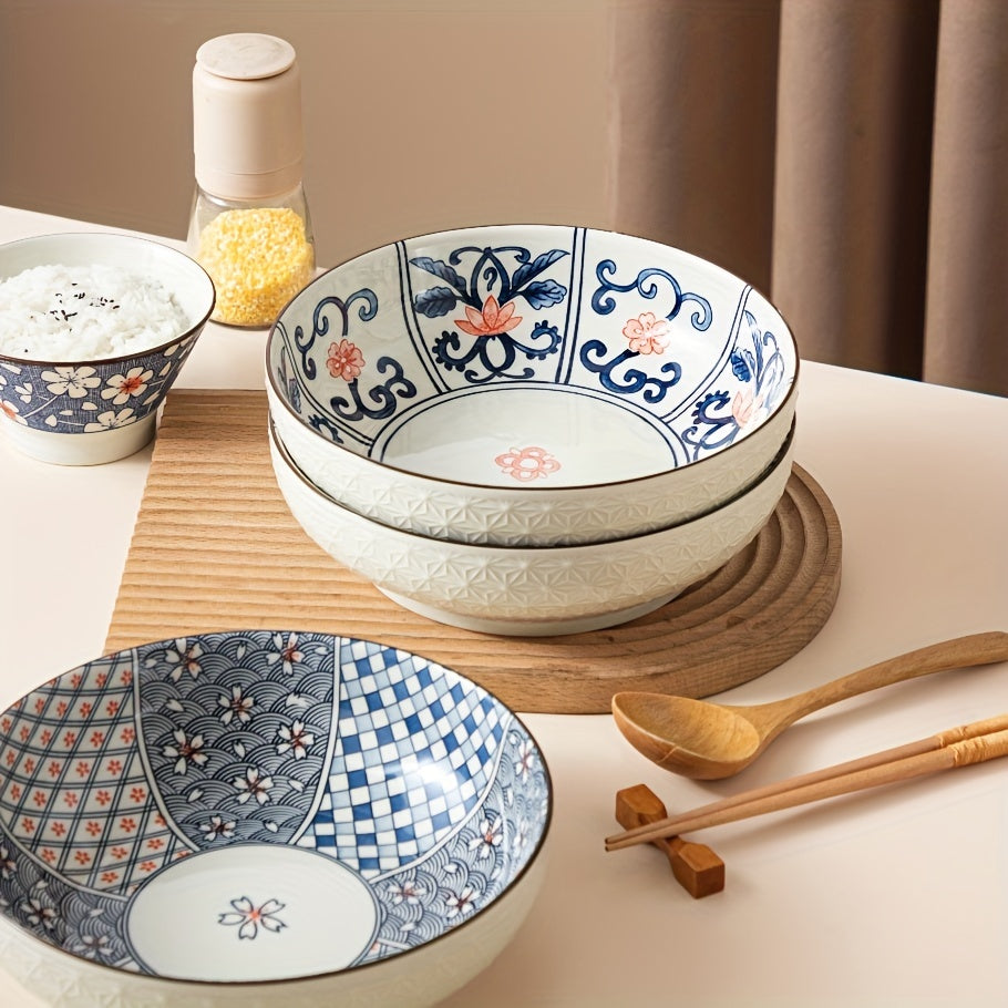 Large Salad Bowl 6pcs Set, Serving Bowl 60oz, Large Dinner Bowl, 60oz Large Saladbowl, 9.2 Inch Ceramic Fruit Bowl, Ramen Bowl, Pho, Soup, Pasta, Fruit, Popcorn, Largedinner Bowl