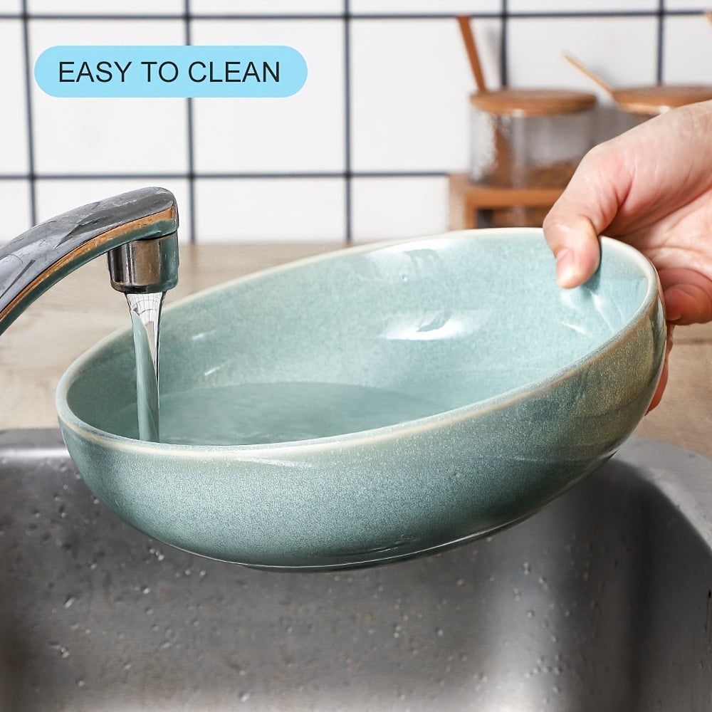 Set of 4 Large Pasta Bowls, 8.5 Inches, 46Oz Capacity, Ideal for Salads, Dinner, And Shallow Servings. Made of Ceramic, Safe for Microwave And Dishwasher, Featuring a Smooth Glaze