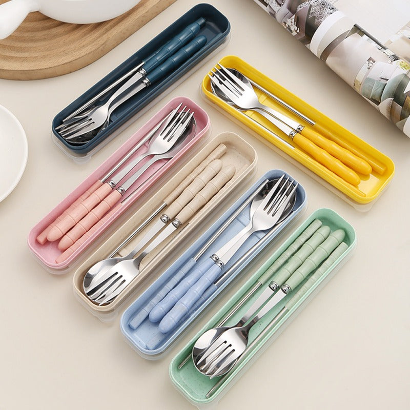 Holiday Cutlery Set 3pcs\u002Fset Holiday Cutlery Set 3pcs Stainless Steel Portable Cutlery Set (Chopsticks, Spoon, Fork) Suitable for Parties, Travel, Kitchen, Restaurant, Christmas Gifts  Cutlery