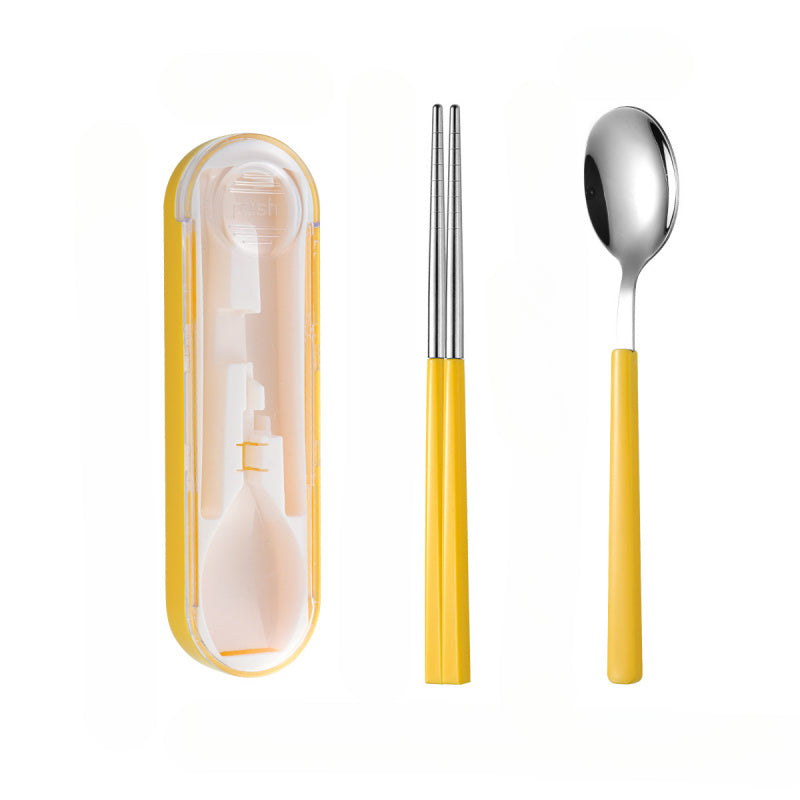 1Set Small And Portable Tableware, Detachable Spoon Fork Chopstick Three Piece Set, Student Spoon Chopstick Cutlery Box, Portable Cutlery Bag