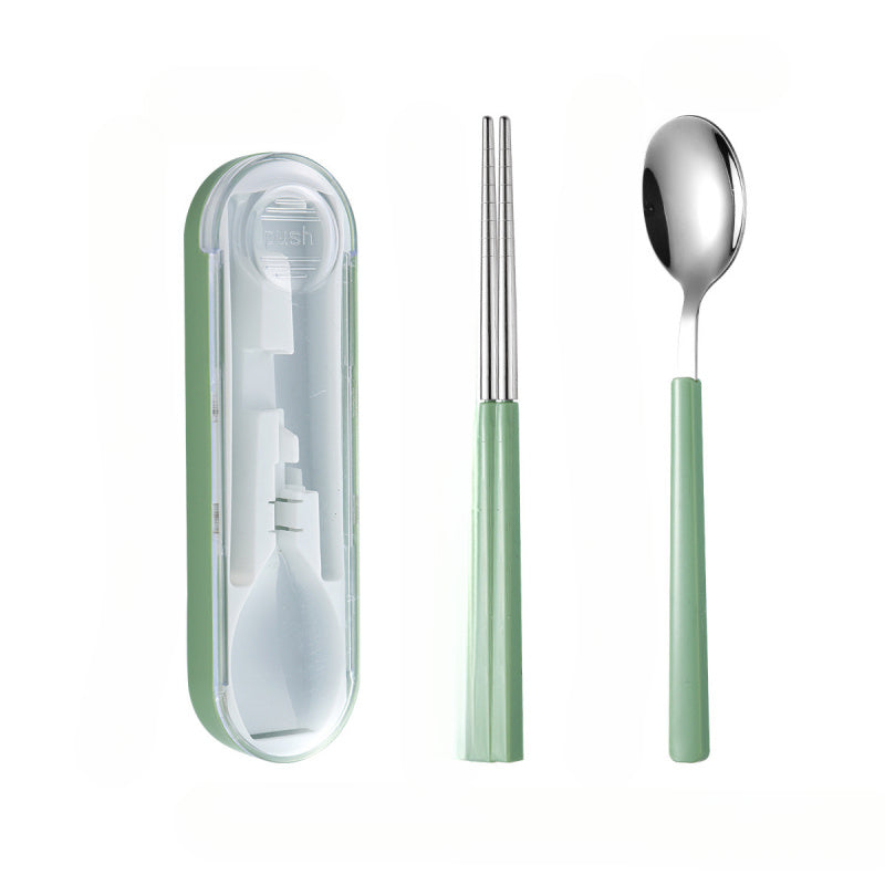 1Set Small And Portable Tableware, Detachable Spoon Fork Chopstick Three Piece Set, Student Spoon Chopstick Cutlery Box, Portable Cutlery Bag