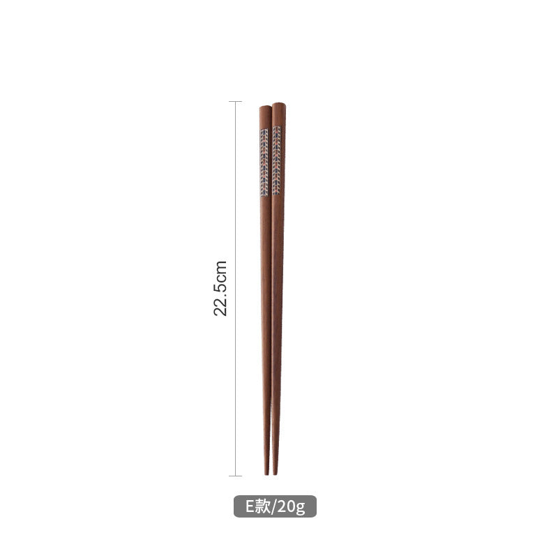 Japanese-style Solid Wood Chopsticks, a Pair of Color Bars, Household Pointed Chopsticks, Non-slip and Moisture-Resistant, Solid Wood Chopsticks Creativity