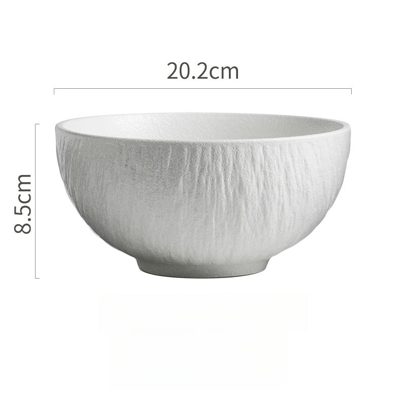 8-Inch Stone Pattern Ceramic Bowl & Plate Suitable for Noodle Soup, Wedding Gifts, Housewarming Tableware - Elegant Stone Texture Dinnerware for Soup, Salad, Desserts, Ceramic Plates for Dining and Special Occasions