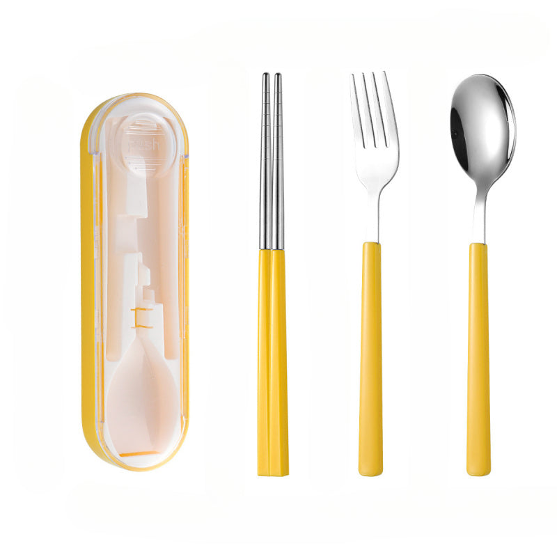 1Set Small And Portable Tableware, Detachable Spoon Fork Chopstick Three Piece Set, Student Spoon Chopstick Cutlery Box, Portable Cutlery Bag