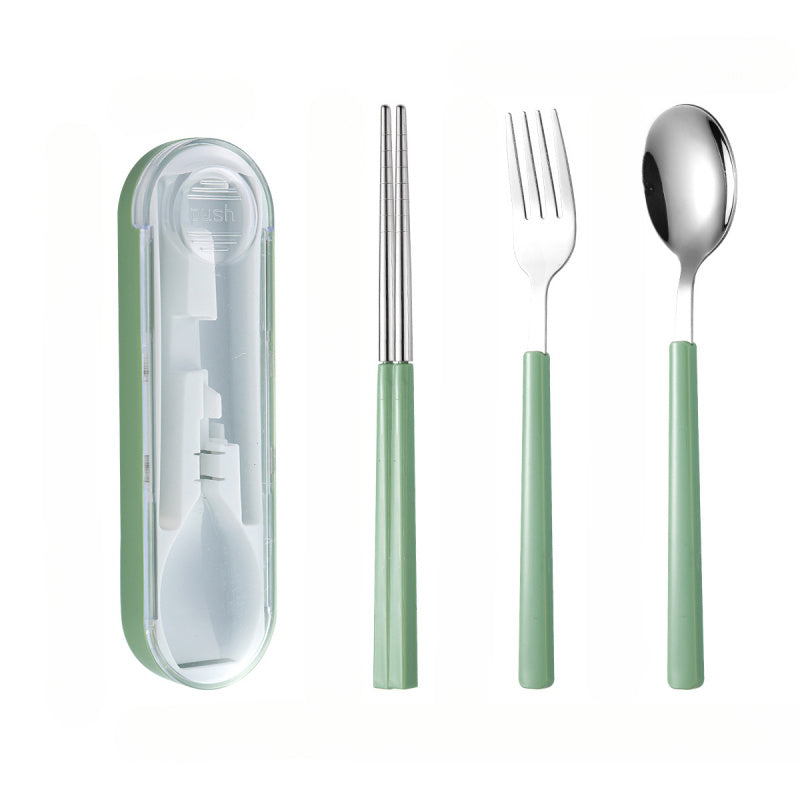 1Set Small And Portable Tableware, Detachable Spoon Fork Chopstick Three Piece Set, Student Spoon Chopstick Cutlery Box, Portable Cutlery Bag