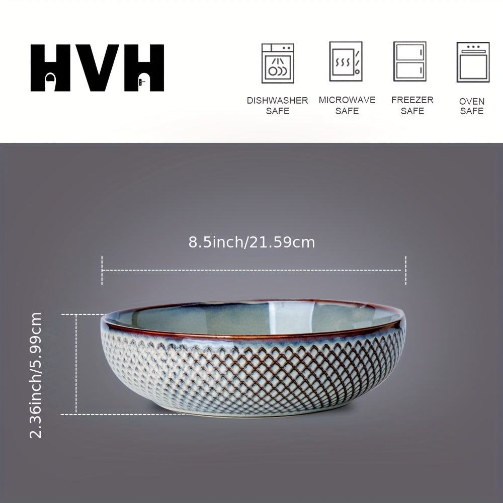 4pcs HVH 8.5 Inch Large Pasta Bowls Set, 46oz Big Salad Bowl Set Of 4, Shallow Bowls, Ceramic Plates Set, Ceramic Bowls Set Microwave And Dishwasher Safe