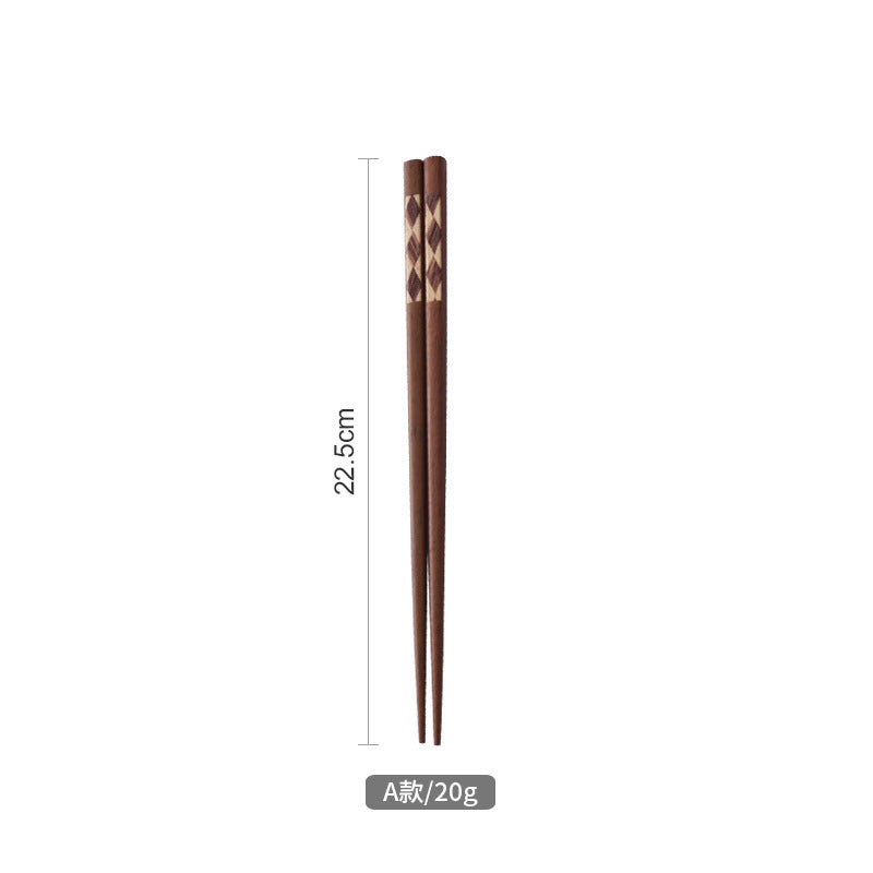 Japanese-style Solid Wood Chopsticks, a Pair of Color Bars, Household Pointed Chopsticks, Non-slip and Moisture-Resistant, Solid Wood Chopsticks Creativity