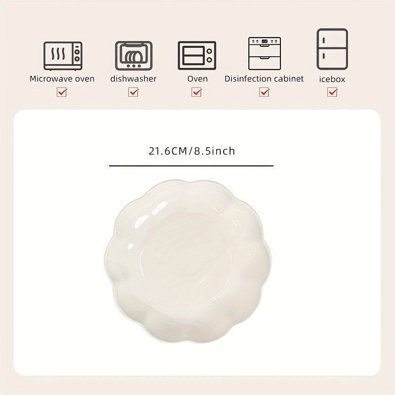 4pcs Elegant White Ceramic Dinner Plate Set | 8-Inch Round Plates Suitable for Pasta, Salad, Desserts, Sushi - Multifunctional Kitchenware, Perfect for Dining, Family Gatherings, Hot Pot, BBQ - Durable, All-Season Additions, Tableware Set