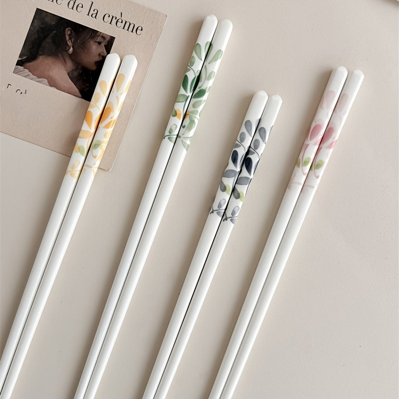 4\u002F 10 Pairs - Ceramic Chopsticks, Four-season Flower Pattern, High Value, Non-slip, High Temperature Resistance, Clean and Hygienic, Easy to Clean, Suitable for Family Restaurants, Table Accessories