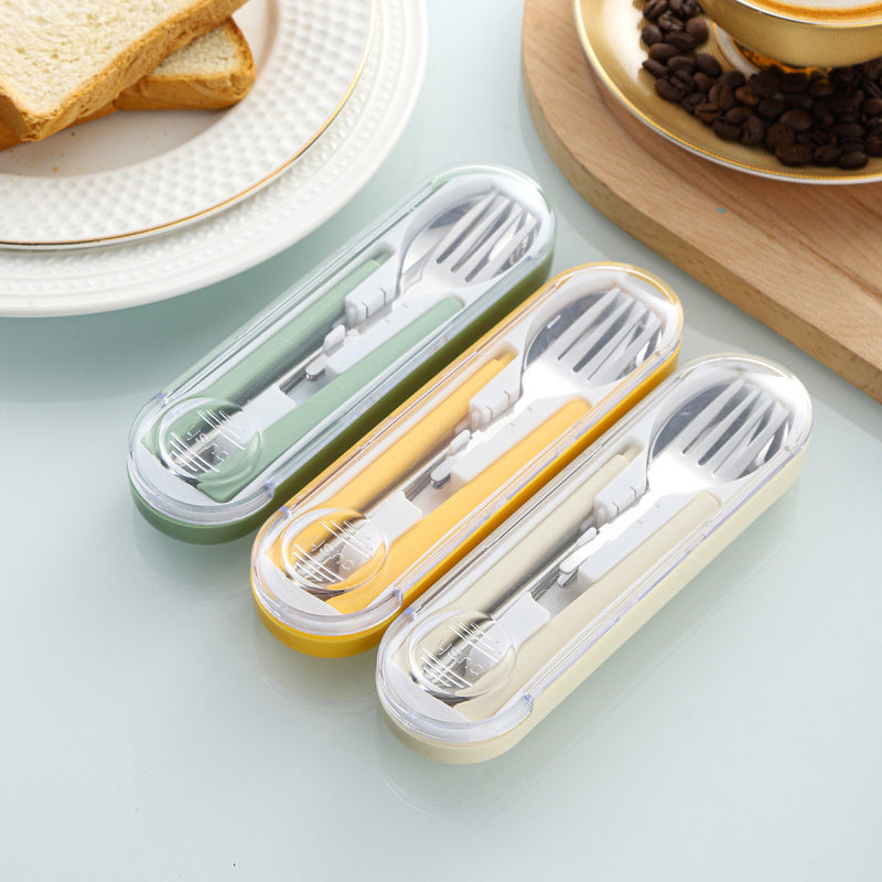 1Set Small And Portable Tableware, Detachable Spoon Fork Chopstick Three Piece Set, Student Spoon Chopstick Cutlery Box, Portable Cutlery Bag