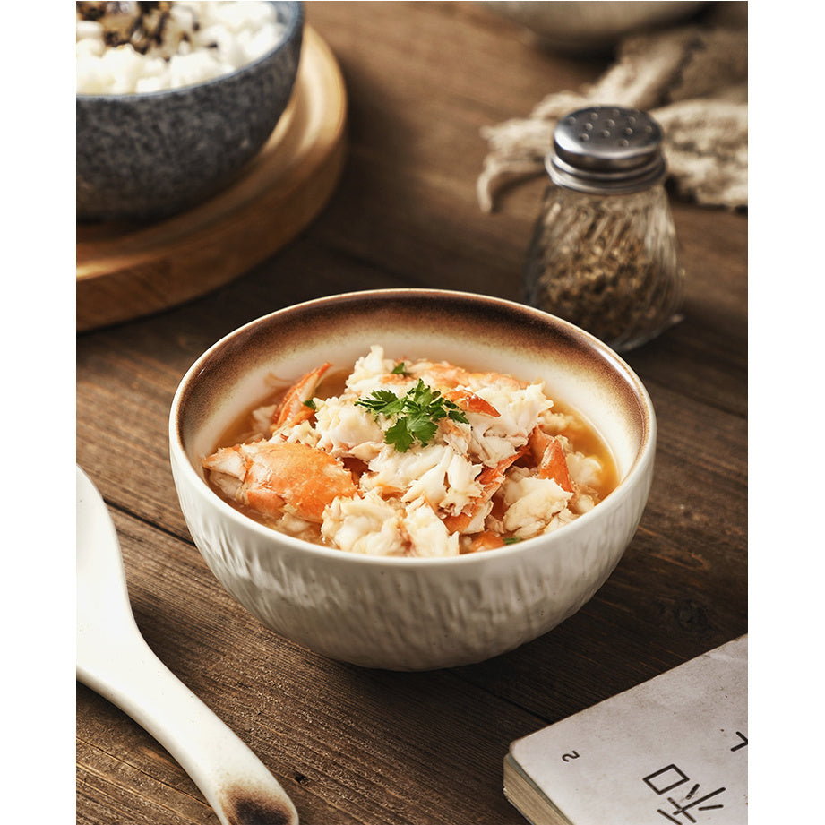 8-Inch Stone Pattern Ceramic Bowl & Plate Suitable for Noodle Soup, Wedding Gifts, Housewarming Tableware - Elegant Stone Texture Dinnerware for Soup, Salad, Desserts, Ceramic Plates for Dining and Special Occasions