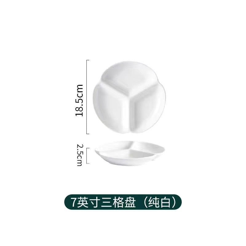 2pcs Nordic Ceramic Plate Suitable for Adults & - 3-Section Portion Plate with Grid Dividers, Healthy Eating Plate for Breakfast, Lunch, Dinner, & Balanced Diet, Ceramic Tableware for Household Use