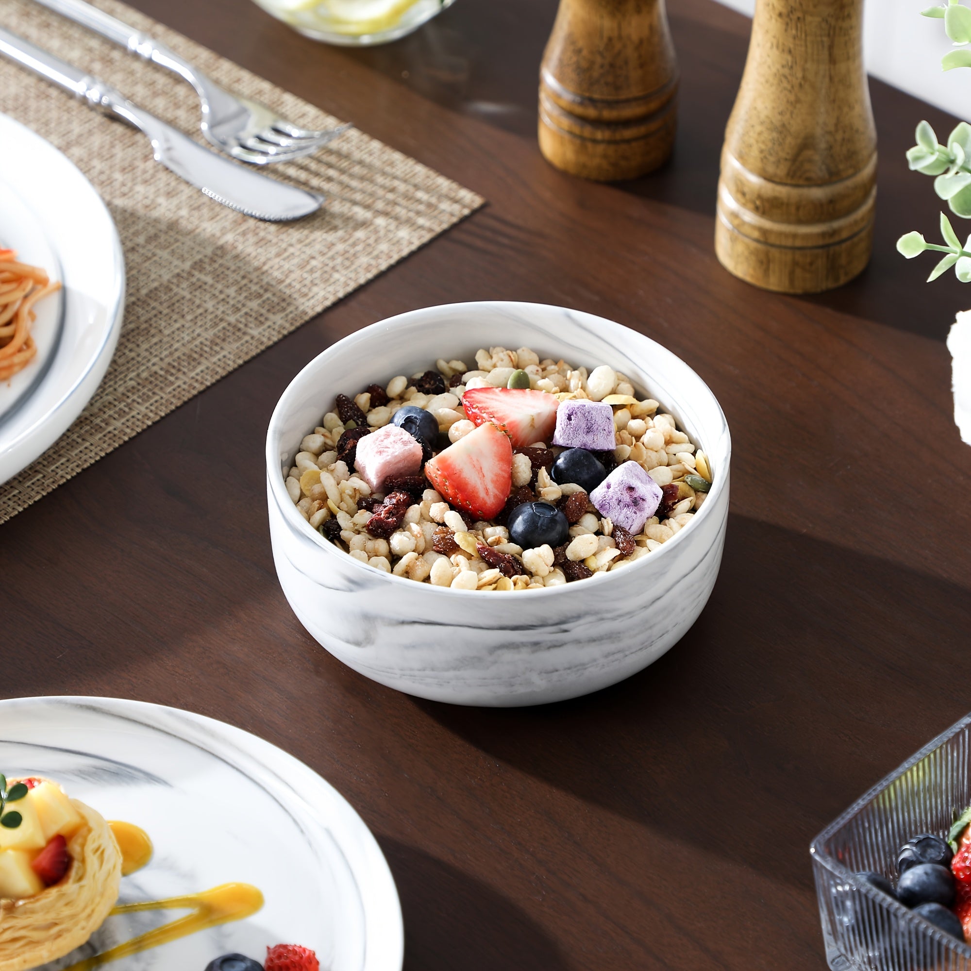 12pcs Full Dinnerware Set for 4 - Service for Four with 4 Dinner Plates, Salad Plates & Bowls - Dishwasher & Microwave Safe Ceramic Plates and Bowls, Tableware Suitable for Housewarming Gifts, Wedding Registry, Everyday Dining & Entertaining