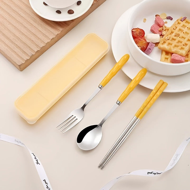 Holiday Cutlery Set 3pcs\u002Fset Holiday Cutlery Set 3pcs Stainless Steel Portable Cutlery Set (Chopsticks, Spoon, Fork) Suitable for Parties, Travel, Kitchen, Restaurant, Christmas Gifts  Cutlery