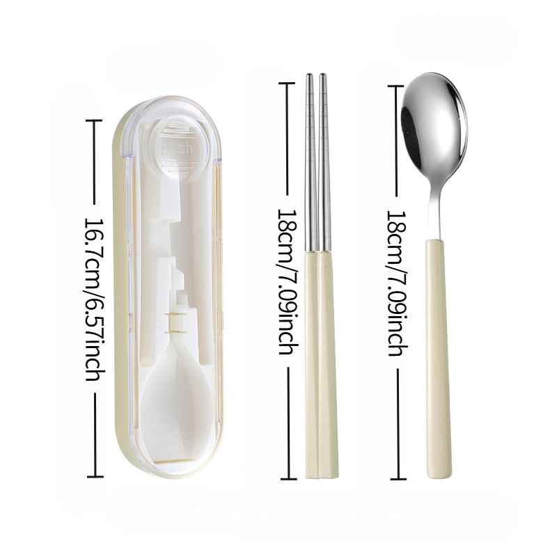 1Set Small And Portable Tableware, Detachable Spoon Fork Chopstick Three Piece Set, Student Spoon Chopstick Cutlery Box, Portable Cutlery Bag