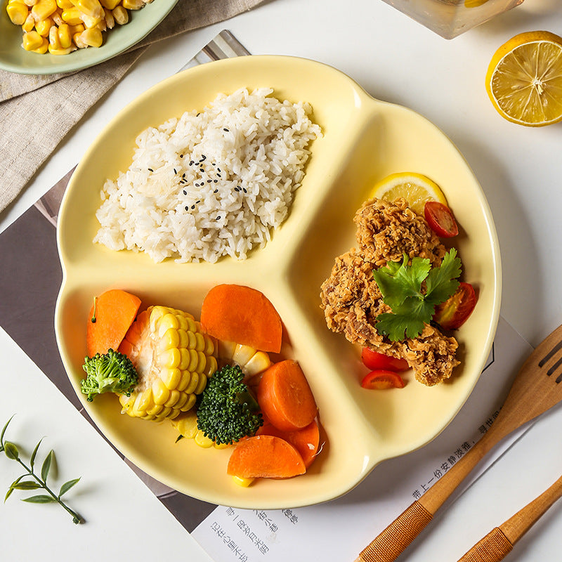 2pcs Nordic Ceramic Plate Suitable for Adults & - 3-Section Portion Plate with Grid Dividers, Healthy Eating Plate for Breakfast, Lunch, Dinner, & Balanced Diet, Ceramic Tableware for Household Use