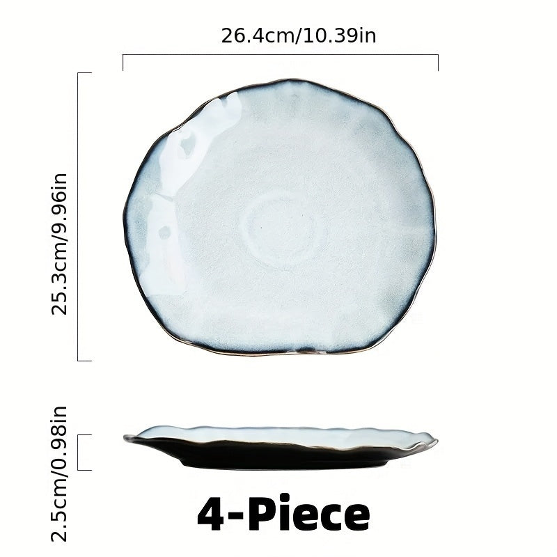 4pcs Flambe Glaze Ceramic Plates Set 10.5\