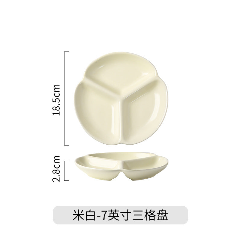 2pcs Nordic Ceramic Plate Suitable for Adults & - 3-Section Portion Plate with Grid Dividers, Healthy Eating Plate for Breakfast, Lunch, Dinner, & Balanced Diet, Ceramic Tableware for Household Use