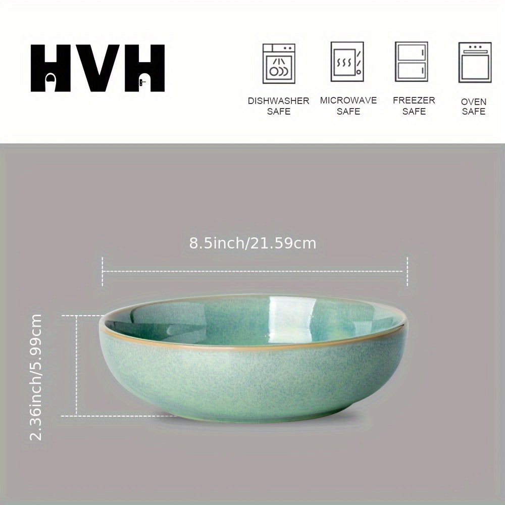 Set of 4 Large Pasta Bowls, 8.5 Inches, 46Oz Capacity, Ideal for Salads, Dinner, And Shallow Servings. Made of Ceramic, Safe for Microwave And Dishwasher, Featuring a Smooth Glaze