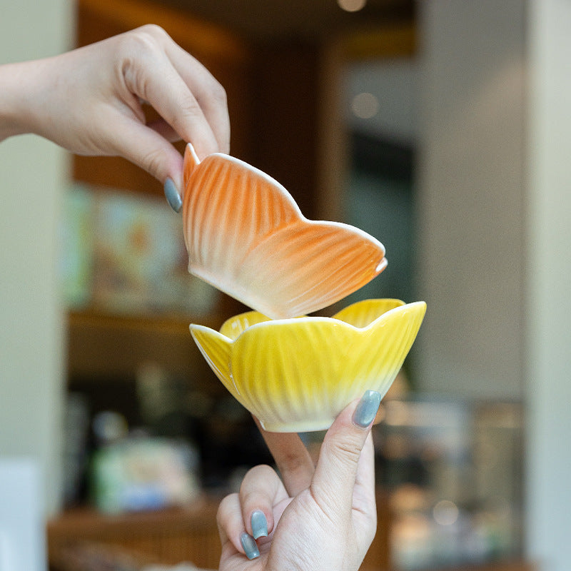 A Ceramic Bowl with a Gradient Floral Design Inspired by Japanese Style, Perfect for Serving Pickles, Snacks, Sauces for Dipping, And Desserts at for Home