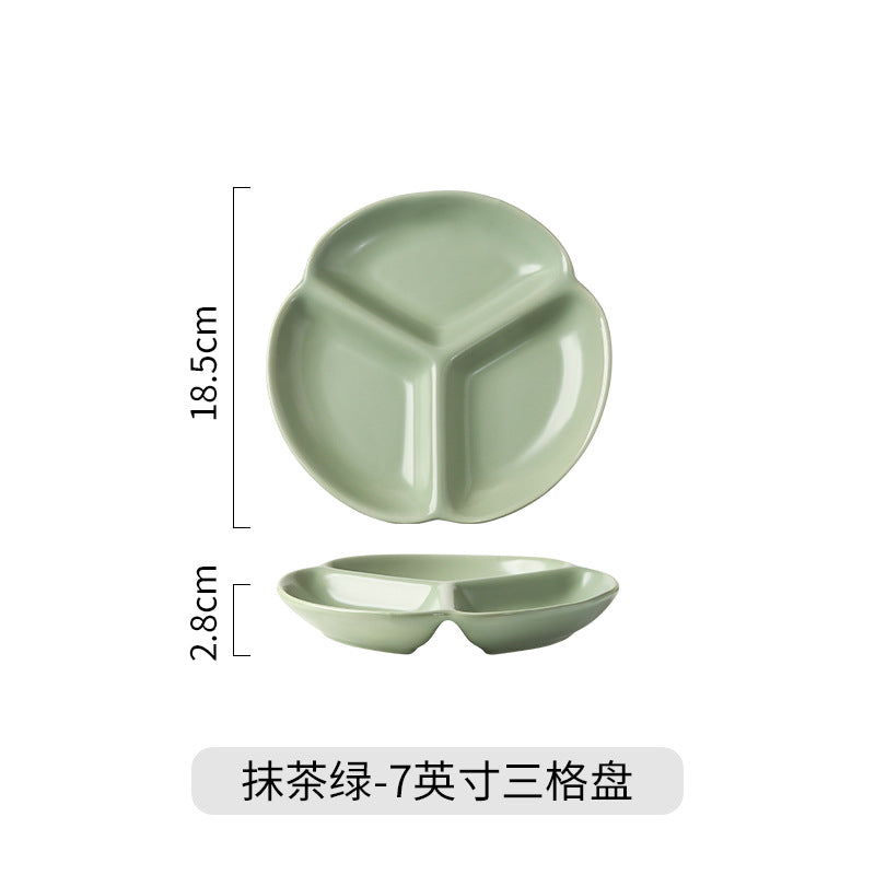 2pcs Nordic Ceramic Plate Suitable for Adults & - 3-Section Portion Plate with Grid Dividers, Healthy Eating Plate for Breakfast, Lunch, Dinner, & Balanced Diet, Ceramic Tableware for Household Use