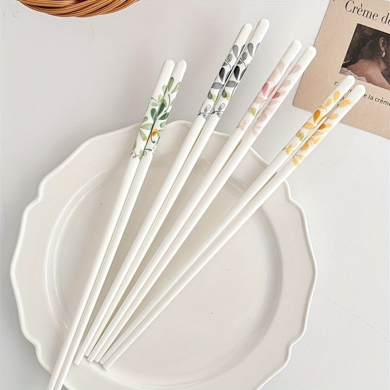 4\u002F 10 Pairs - Ceramic Chopsticks, Four-season Flower Pattern, High Value, Non-slip, High Temperature Resistance, Clean and Hygienic, Easy to Clean, Suitable for Family Restaurants, Table Accessories